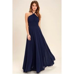 Lulu’s Dance of the Elements Navy Blue Maxi Dress - EUC